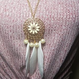 Geometric Feather pendant necklace *Brand New*